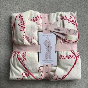 Victoria's Secret Cream and Red Flannel Pajama Set